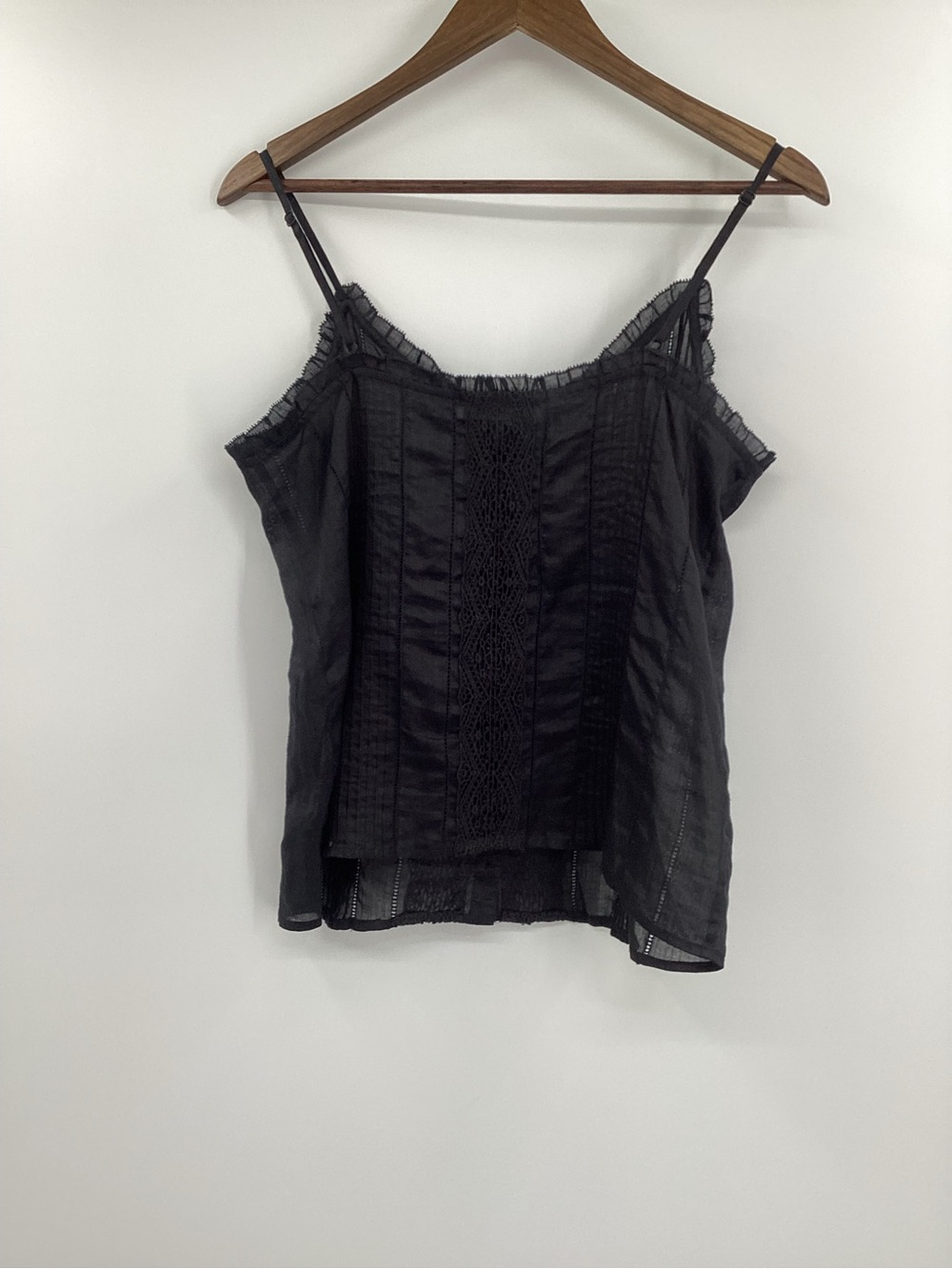 Frame Black Lace-Front Button Ramie Cami - Picture 3 of 10